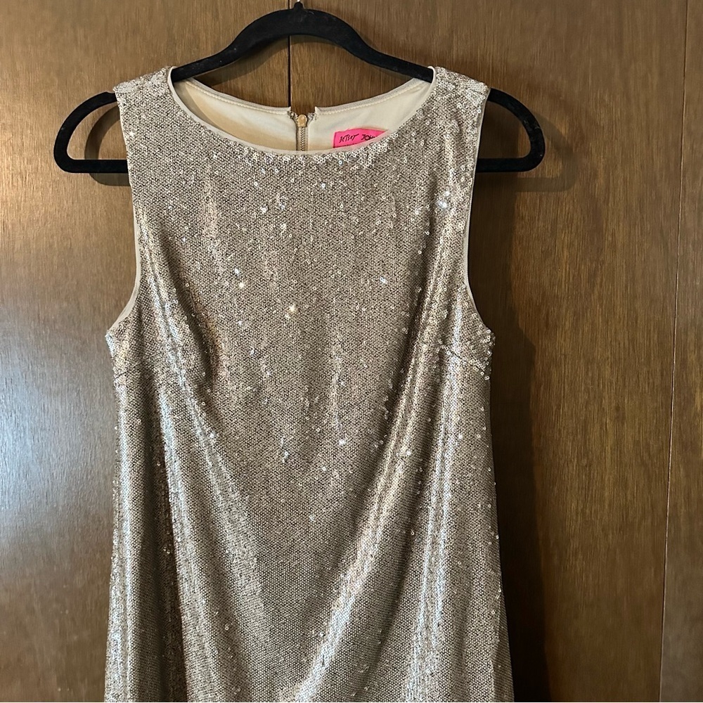 Betsey Johnson Women’s Sequin Metallic Holiday Cocktail Lined Party Dress Sz 6 - Picture 3 of 13